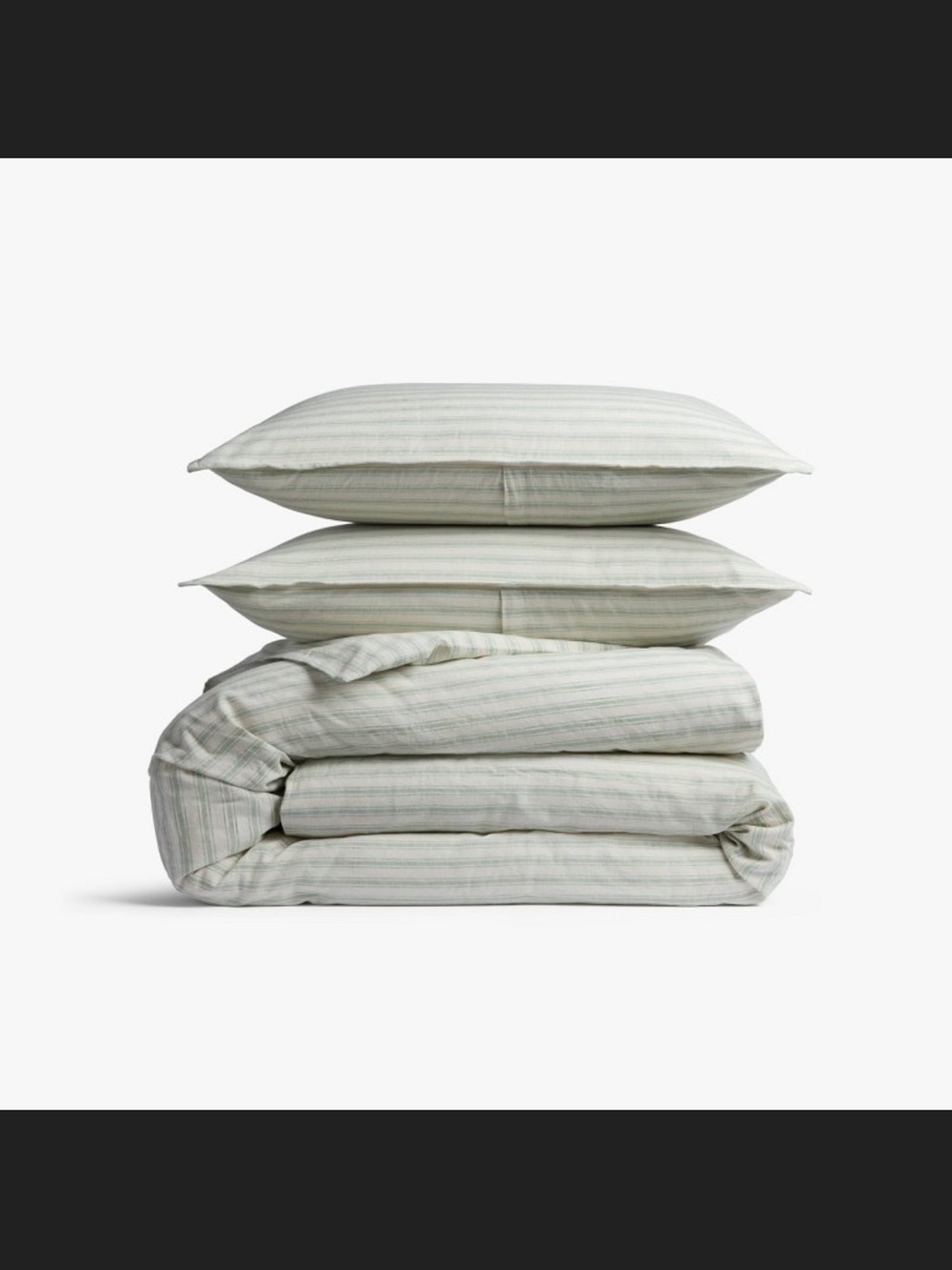 Relaxed Linen Stripe Duvet Cover & Sham Set - Parachute Full/Queen Jade Color